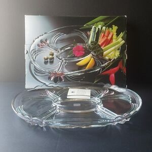 NIB Mikasa Clear Glass Relish Dish